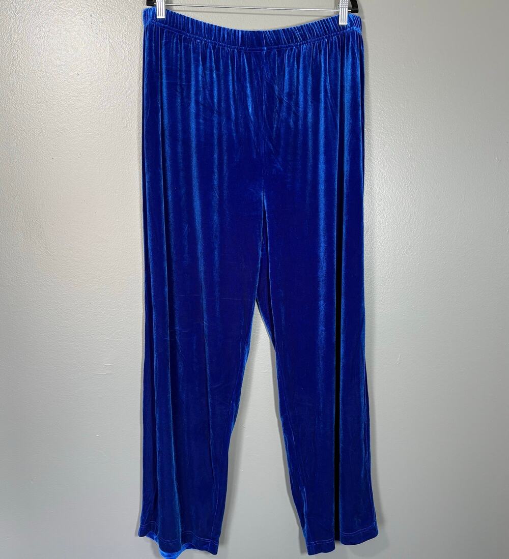 Bob Mackie Bright Blue Velour Wide Leg Lounge Pants - 22W - Women's Plus Size